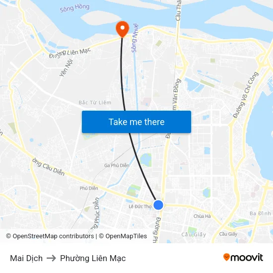 Mai Dịch to Phường Liên Mạc map