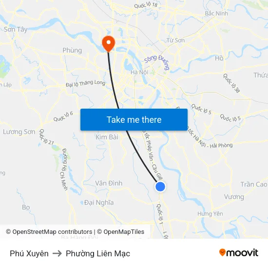 Phú Xuyên to Phường Liên Mạc map