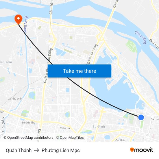 Quán Thánh to Phường Liên Mạc map