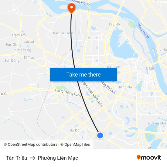 Tân Triều to Phường Liên Mạc map