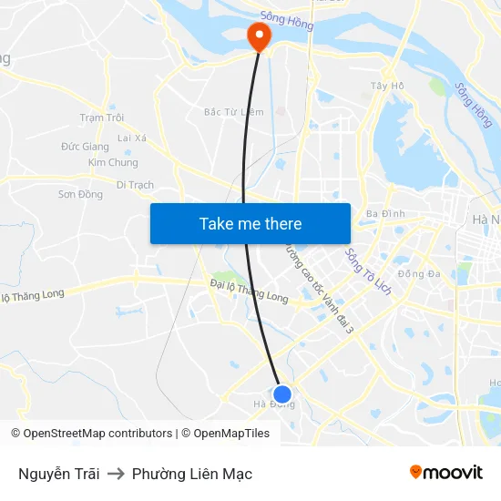 Nguyễn Trãi to Phường Liên Mạc map