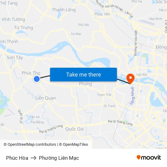 Phúc Hòa to Phường Liên Mạc map