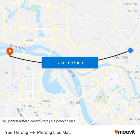 Yên Thường to Phường Liên Mạc map