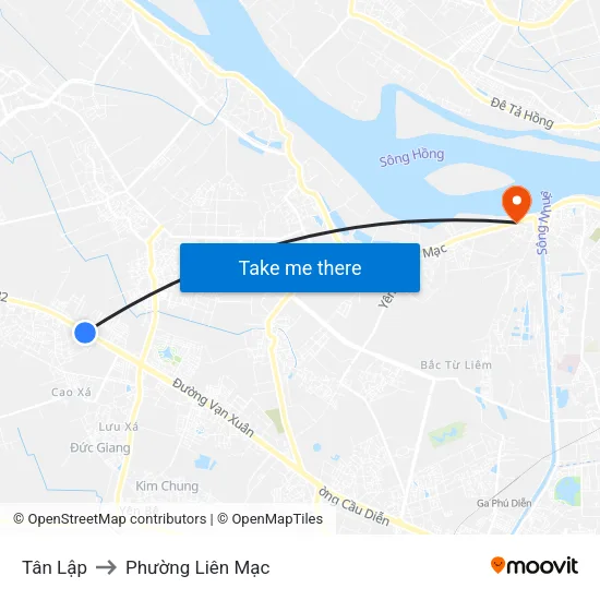 Tân Lập to Phường Liên Mạc map