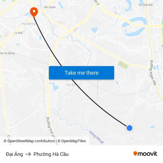 Đại Áng to Phường Hà Cầu map