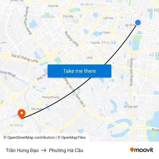 Trần Hưng Đạo to Phường Hà Cầu map