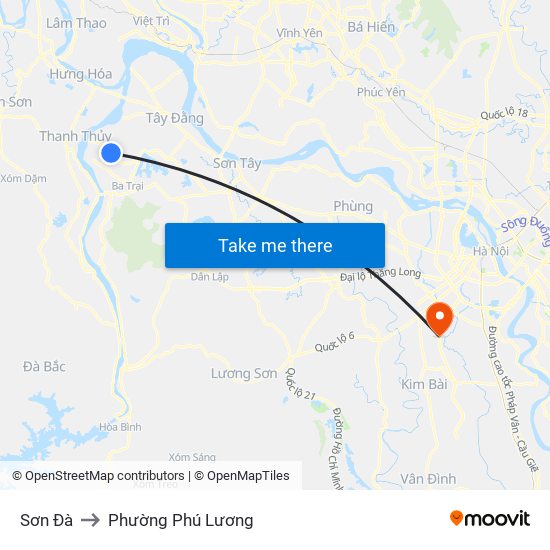 Sơn Đà to Phường Phú Lương map