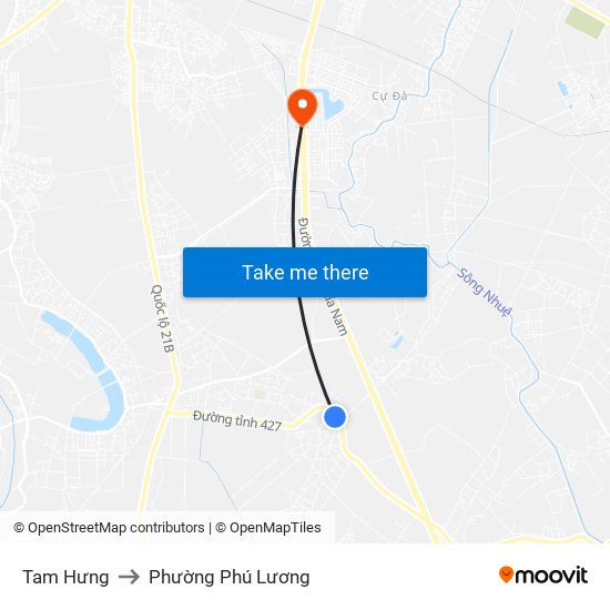 Tam Hưng to Phường Phú Lương map