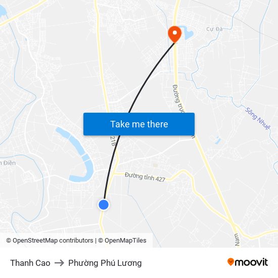 Thanh Cao to Phường Phú Lương map