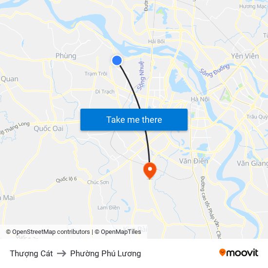 Thượng Cát to Phường Phú Lương map