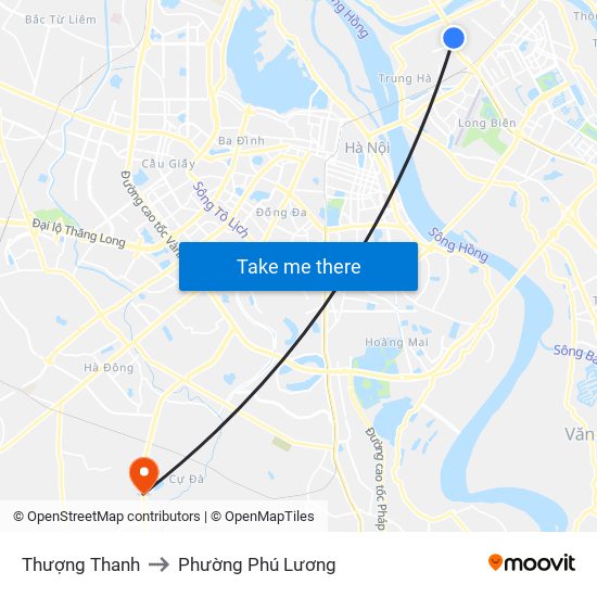 Thượng Thanh to Phường Phú Lương map