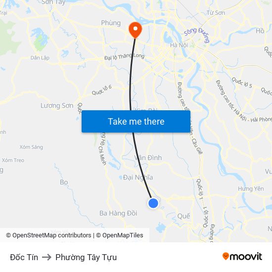 Đốc Tín to Phường Tây Tựu map