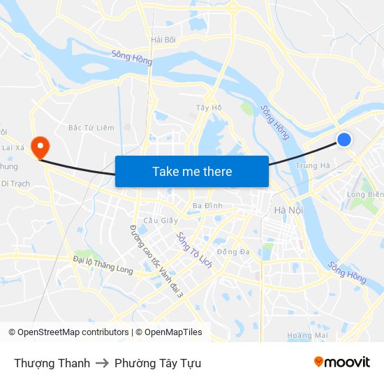 Thượng Thanh to Phường Tây Tựu map