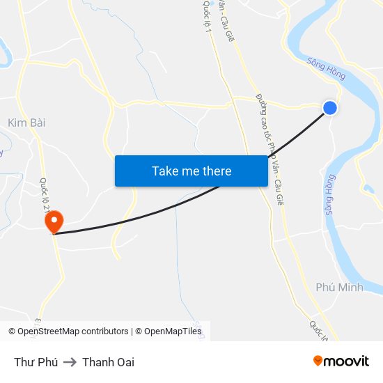 Thư Phú to Thanh Oai map