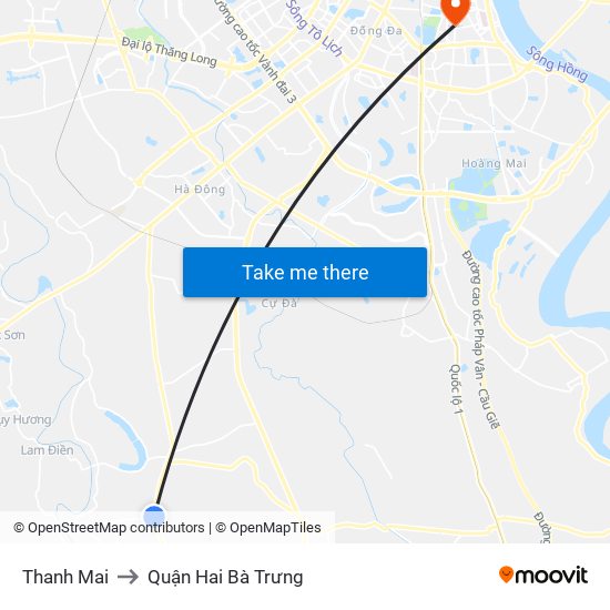 Thanh Mai to Quận Hai Bà Trưng map