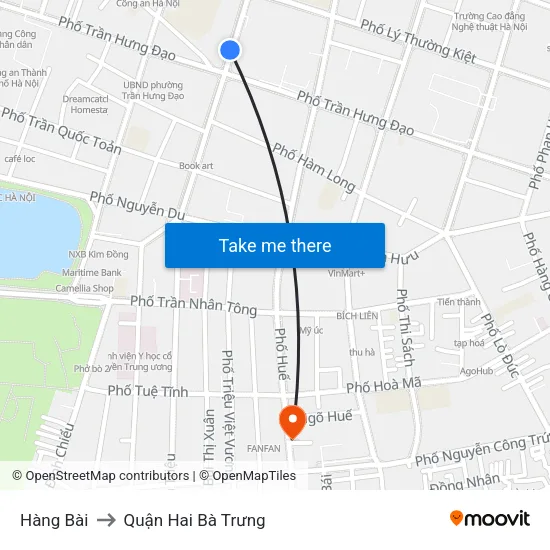 Hàng Bài to Quận Hai Bà Trưng map