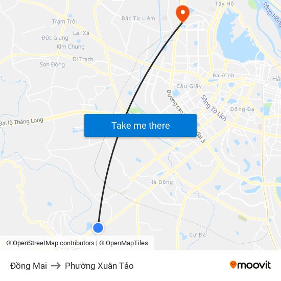 Đồng Mai to Phường Xuân Tảo map