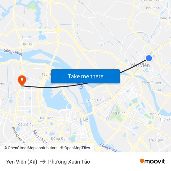 Yên Viên (Xã) to Phường Xuân Tảo map