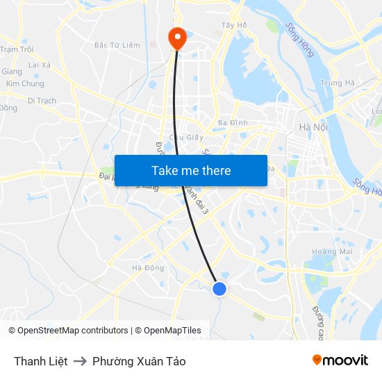 Thanh Liệt to Phường Xuân Tảo map