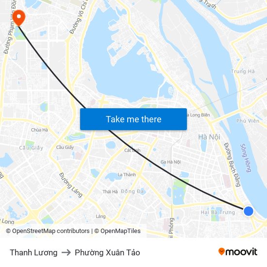 Thanh Lương to Phường Xuân Tảo map