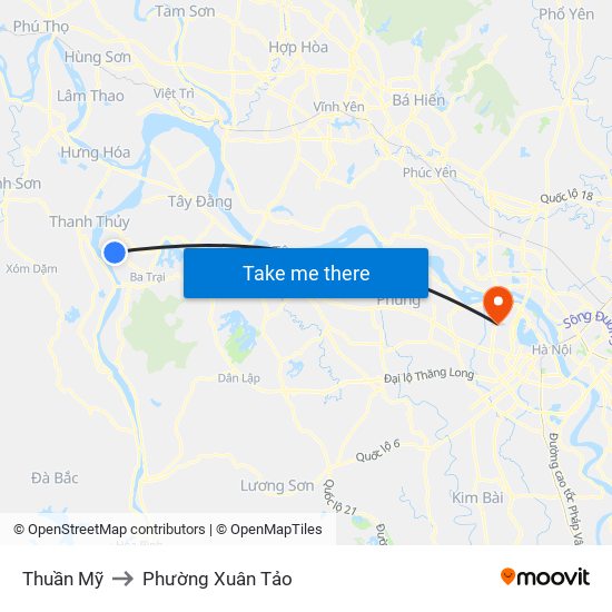 Thuần Mỹ to Phường Xuân Tảo map