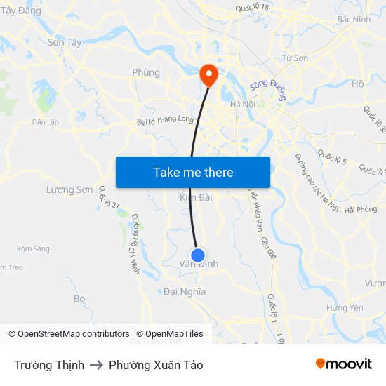 Trường Thịnh to Phường Xuân Tảo map