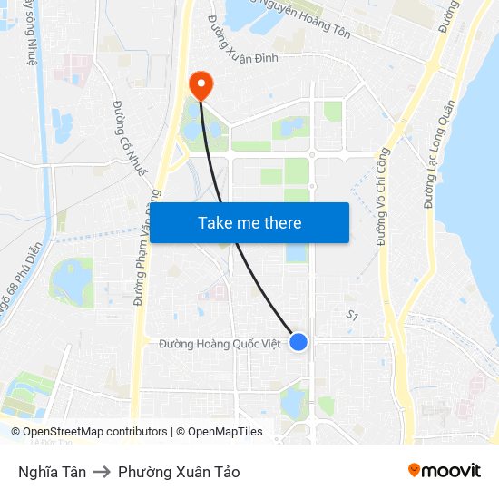 Nghĩa Tân to Phường Xuân Tảo map