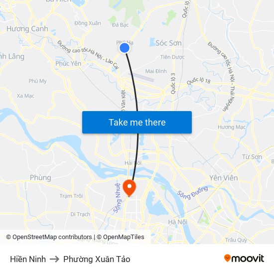 Hiền Ninh to Phường Xuân Tảo map