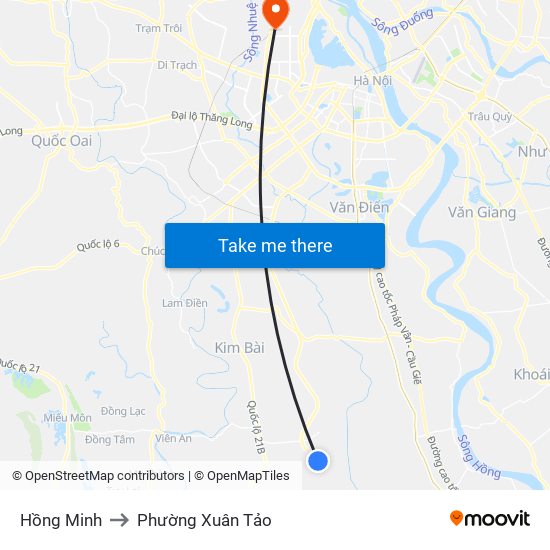 Hồng Minh to Phường Xuân Tảo map