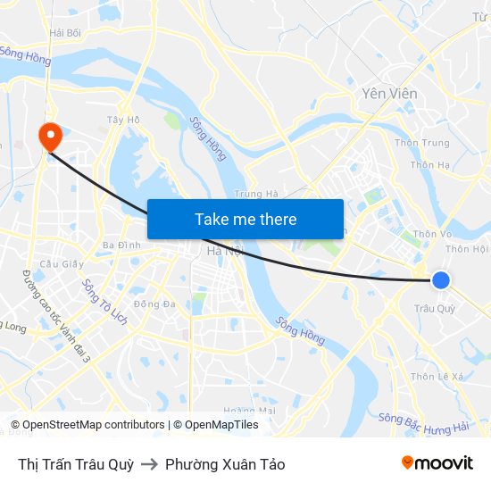 Thị Trấn Trâu Quỳ to Phường Xuân Tảo map