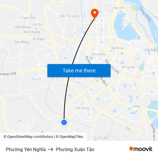 Phường Yên Nghĩa to Phường Xuân Tảo map