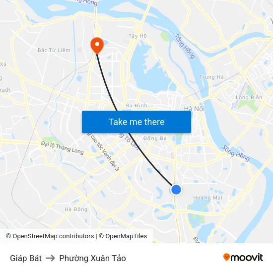 Giáp Bát to Phường Xuân Tảo map