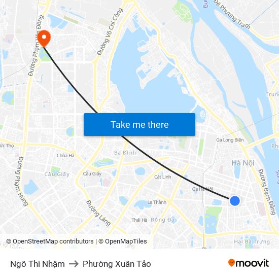 Ngô Thì Nhậm to Phường Xuân Tảo map