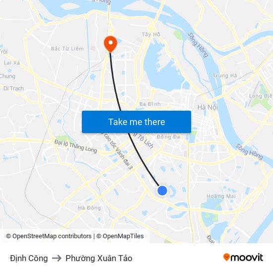 Định Công to Phường Xuân Tảo map