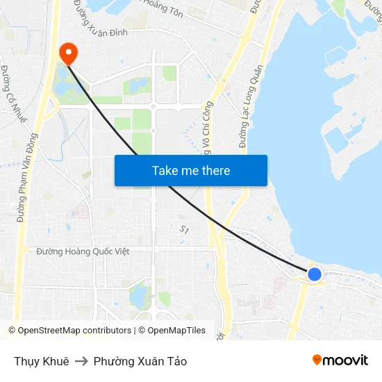 Thụy Khuê to Phường Xuân Tảo map