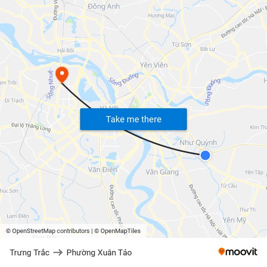 Trưng Trắc to Phường Xuân Tảo map