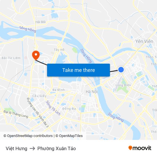 Việt Hưng to Phường Xuân Tảo map