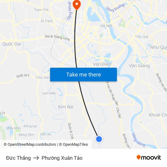 Đức Thắng to Phường Xuân Tảo map