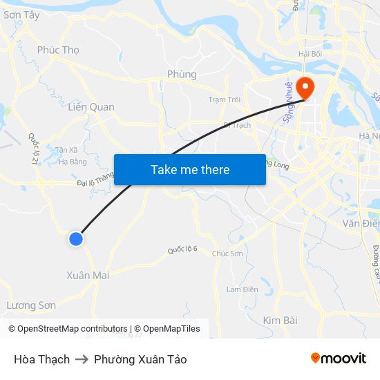 Hòa Thạch to Phường Xuân Tảo map