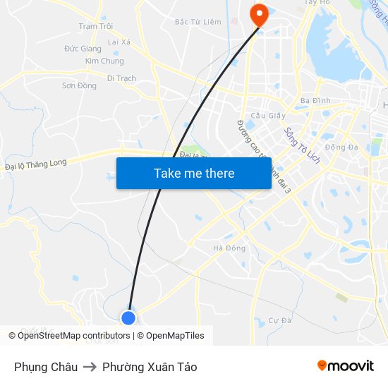 Phụng Châu to Phường Xuân Tảo map