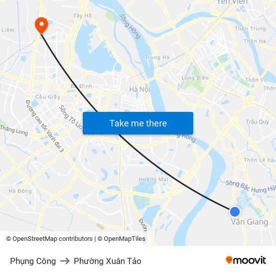 Phụng Công to Phường Xuân Tảo map