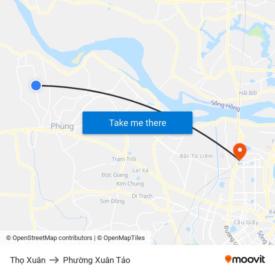 Thọ Xuân to Phường Xuân Tảo map