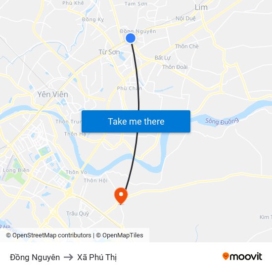 Đồng Nguyên to Xã Phú Thị map