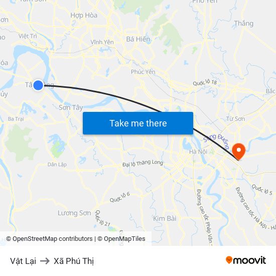 Vật Lại to Xã Phú Thị map