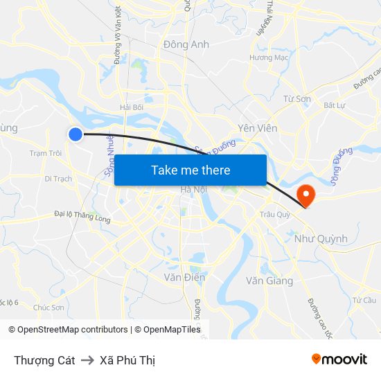 Thượng Cát to Xã Phú Thị map