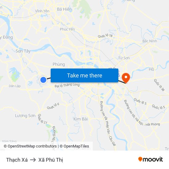 Thạch Xá to Xã Phú Thị map