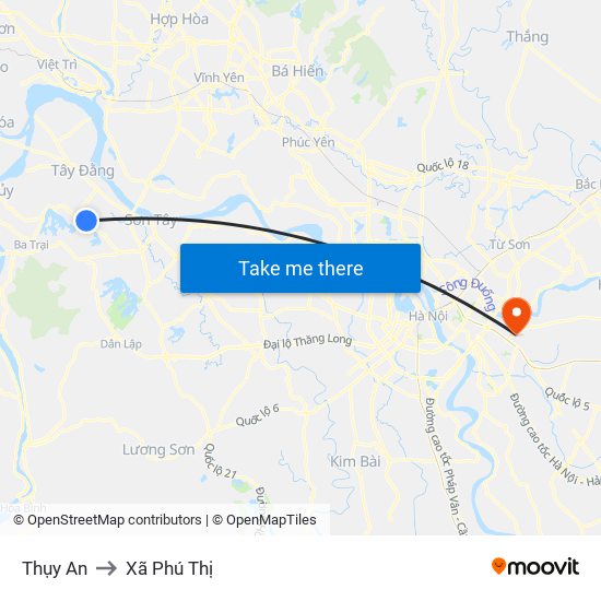 Thụy An to Xã Phú Thị map