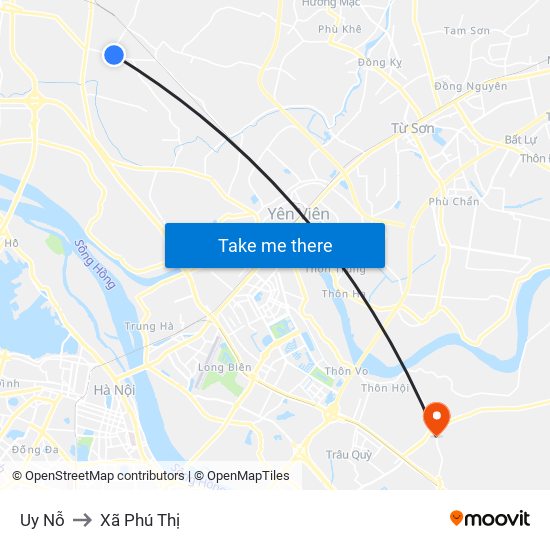 Uy Nỗ to Xã Phú Thị map