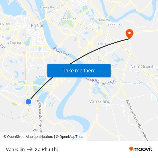 Văn Điển to Xã Phú Thị map