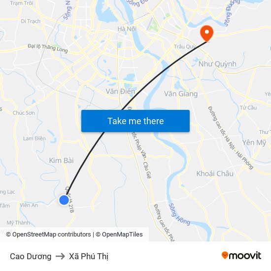 Cao Dương to Xã Phú Thị map